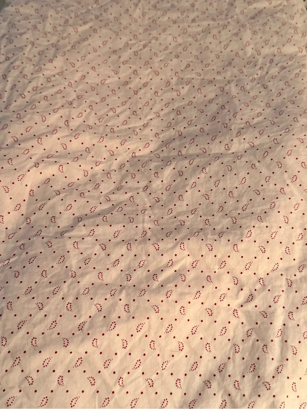 Vintage Tommy Hilfiger Red & White Paisley Cotton Twin Size Flat Sheet